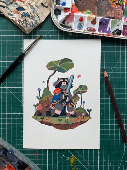Sword-Wielding Raccoon Original