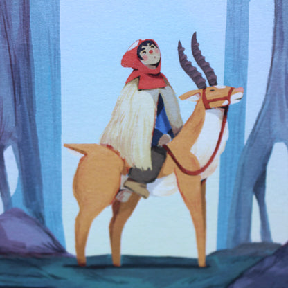 Ashitaka and Yakul Print