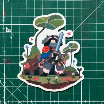 Sword-Wielding Raccoon Sticker