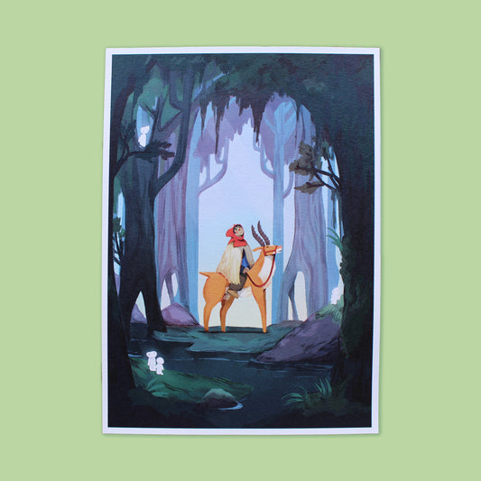 Ashitaka and Yakul Print