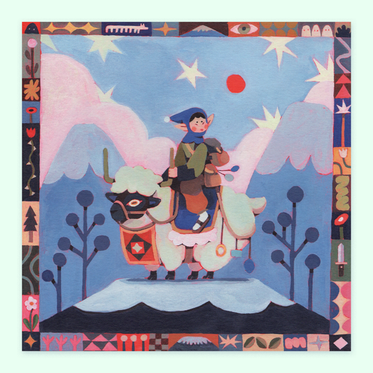 Sheep Rider Square Print