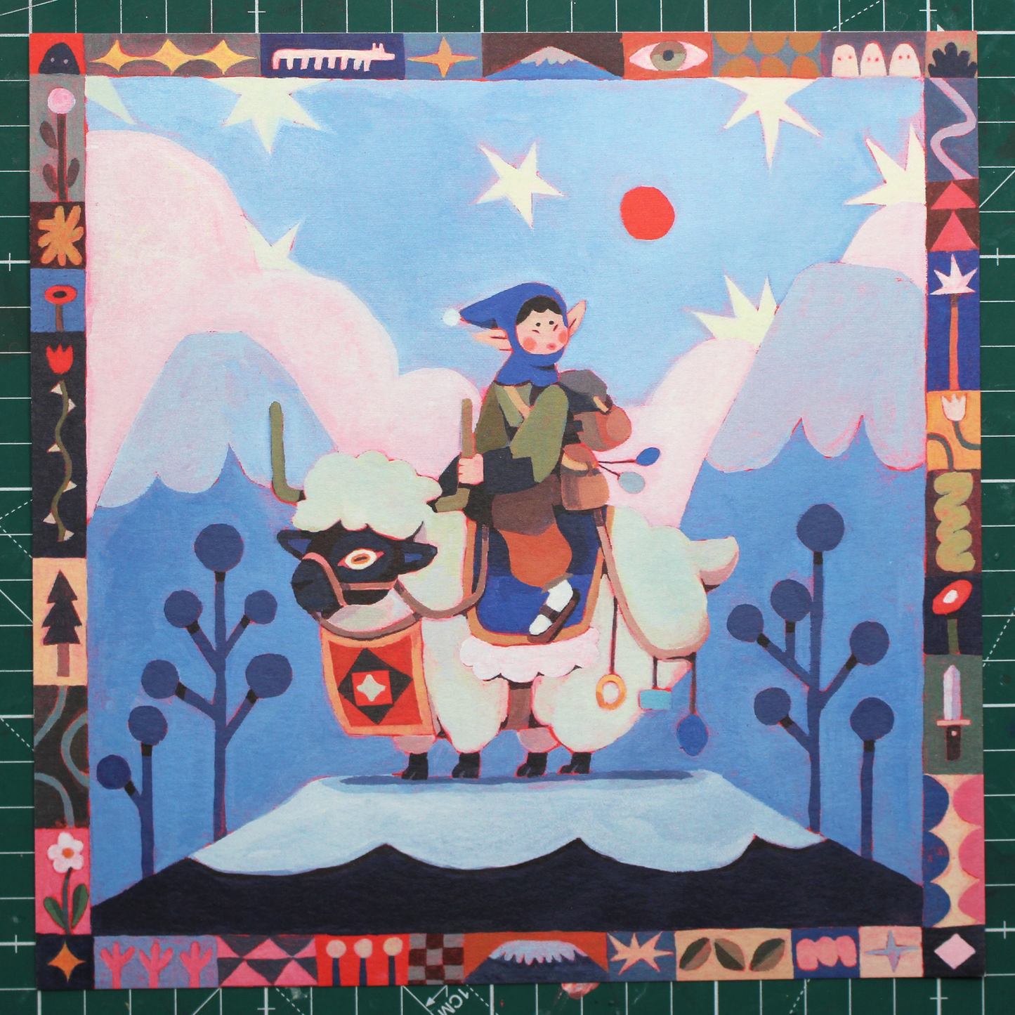 Sheep Rider Square Print