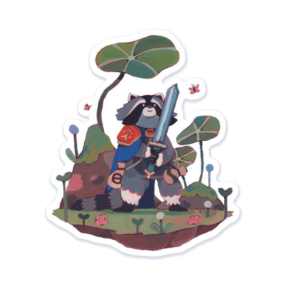 Sword-Wielding Raccoon Sticker